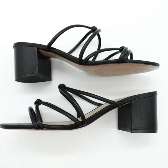 SCHUTZ Princey Strappy Sandal Womens 9.5 Black Knotted Block Heel Slide Slip On - Picture 5 of 11